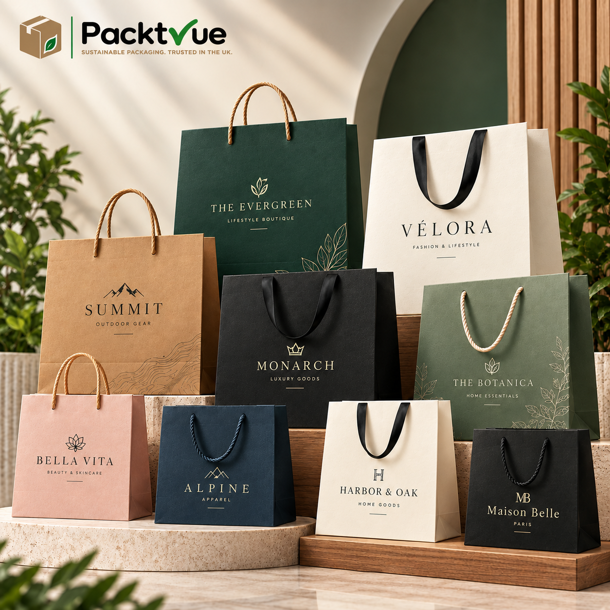 Branded Paper Bags Wholesale | Packtrue